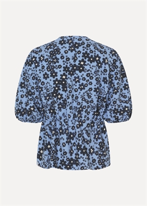 Structure stretch gathered tie short sleeve bluse Night Ditzy Floral/Day Ditzy Floral Stine Goya 